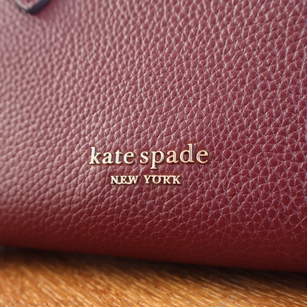 kate spade small pebbled leather satchel in burgundy - Picture 3 of 3
